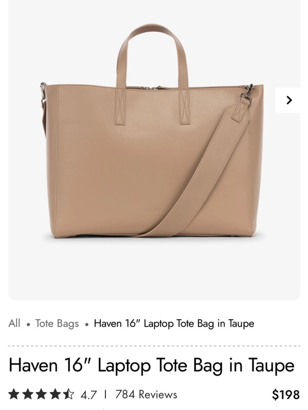Calpak Haven 16" Laptop Tote Bag in Taupe